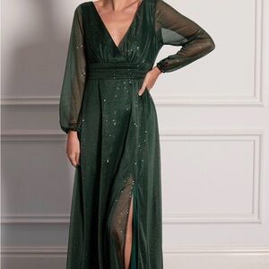 Ever Pretty Glittering Emerald Long Sleeve Dress